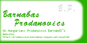 barnabas prodanovics business card